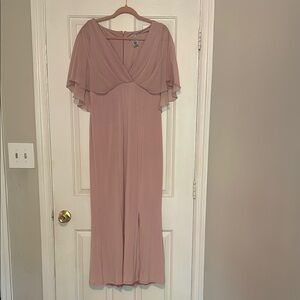 Blush Pink Flutter Sleeve Maxi Dress – Elegant & Flattering Fit